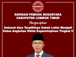 Bapera Lombok Timur Mengucapkan Selamat atas terpilihnya Sekda Lotim menjadi Ketua Angkatan Diklat Kepemimpinan Tingkat II