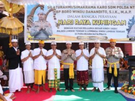 Rayakan Kuningan, Kapolres Loteng Didampingi Wakapolres Serta PJU Terima Kunjungan Karo SDM Polda NTB