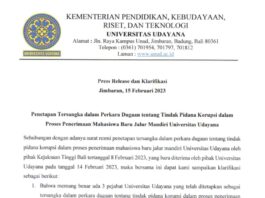 Penerimaan Mahasiswa Baru Universitas Udayana Jalur Mandiri