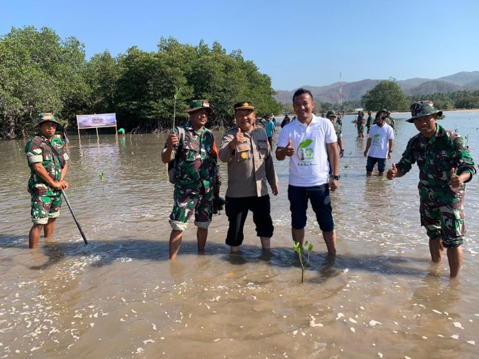 Penanaman Mangrove di Pantai Kertasari Dihadiri Kapolsek Taliwang dan Dandim 1628SB