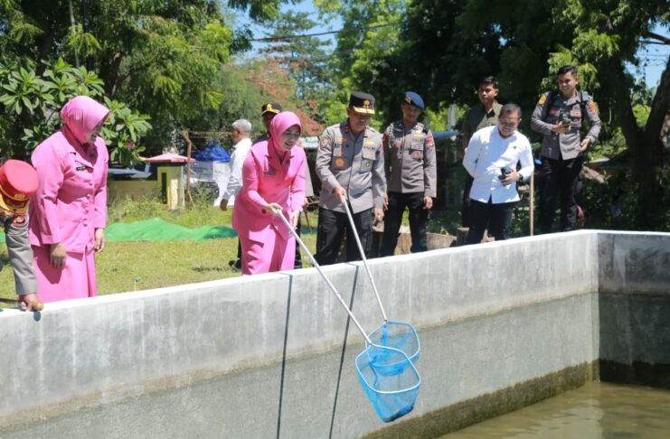 Panen Ikan di Kolam Budidaya SPN Belanting, Polda NTB Dukung Program Ketahanan Pangan Nasional